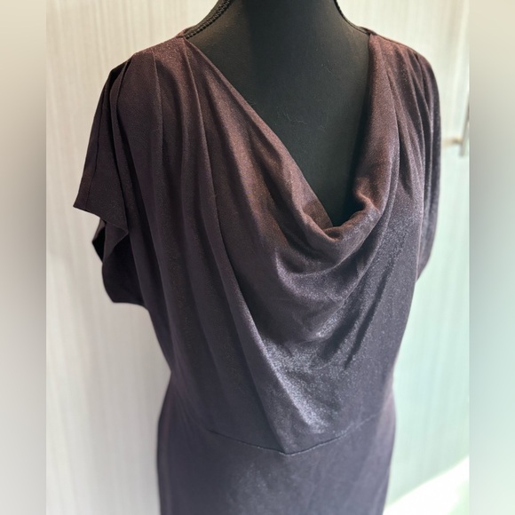 Ann Taylor Cowl Neck Sheath Dress Deep‎ Plum with Sparkle Size L - Picture 4 of 13